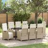 vidaXL Garten Essgruppe mit Kissen 9 pcs Beige Poly-Rattan