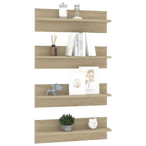 vidaXL Wandregale 4 Stk. Sonoma-Eiche 60x11,5x18 cm Holzwerkstoff