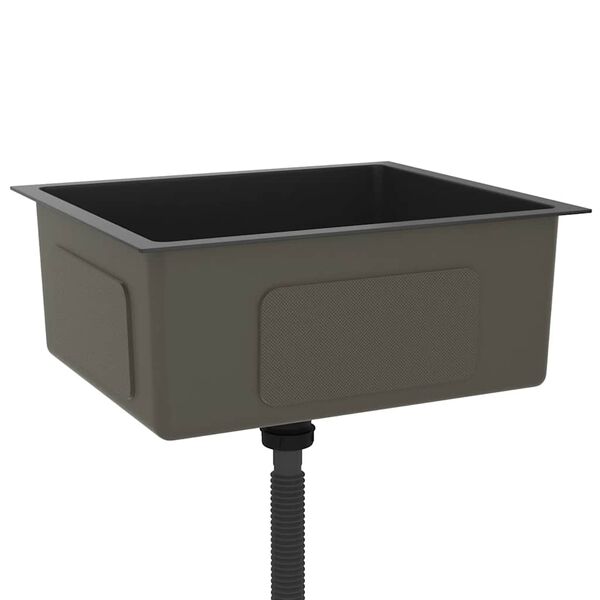 vidaXL Handgemachte Einbauspüle Schwarz Edelstahl