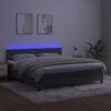 vidaXL Boxspringbett mit Matratze & LED Dunkelgrau 180x200 cm Samt