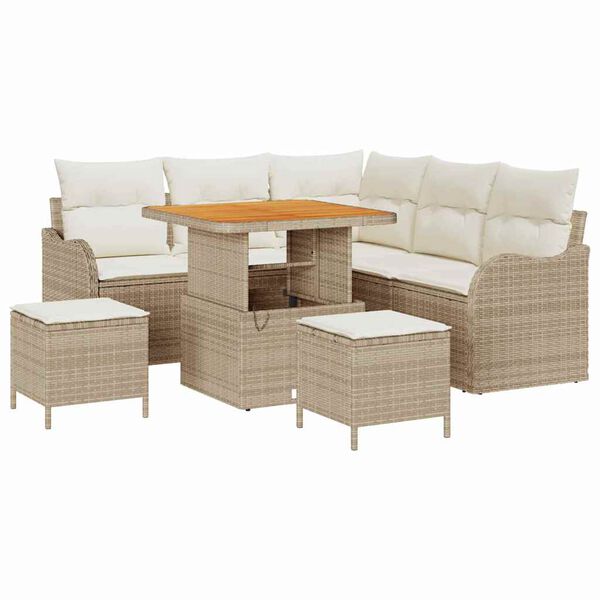 vidaXL Gartensofa-set mit Kissen 8 pcs Beige Poly-Rattan
