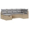 vidaXL Gartensofa-set mit Kissen mit Speicher 6 pcs Beige Poly-Rattan