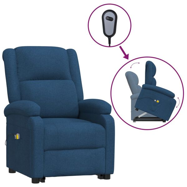 vidaXL Massagesessel mit Aufstehhilfe Blau Stoff