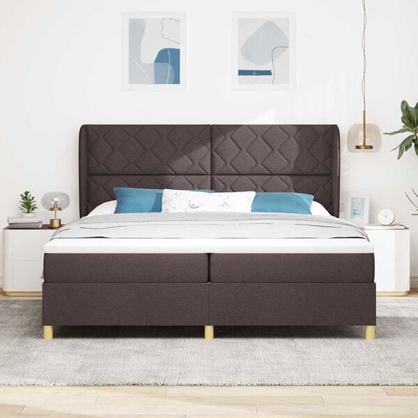vidaXL Boxspringbett mit Matratze Dunkelbraun 200 x 200 cm Stoff