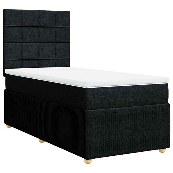 vidaXL Boxspringbett mit Matratze Schwarz 80x200 cm Stoff