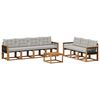 vidaXL Outdoor-Sofagarnitur mit Kissen 8 pcs Nat&uuml;rlich und Hellgrau