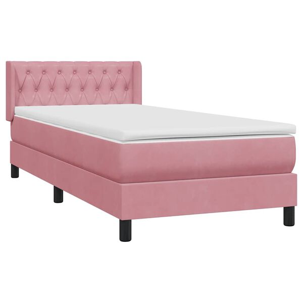 vidaXL Boxspringbett mit Matratze Rosa 90x220 cm Samt