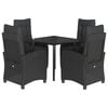 vidaXL 5-tlg. Garten-Essgruppe mit Kissen Schwarz Poly Rattan
