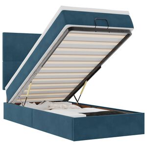 vidaXL Ottoman-Bett mit Matratzen & LEDs Dunkelblau 80x200 cm Samt