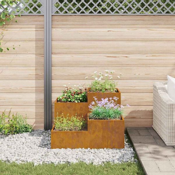 vidaXL Gartenblumentopf Rostig 100 x 100 x 60 cm Wetterfeststahl