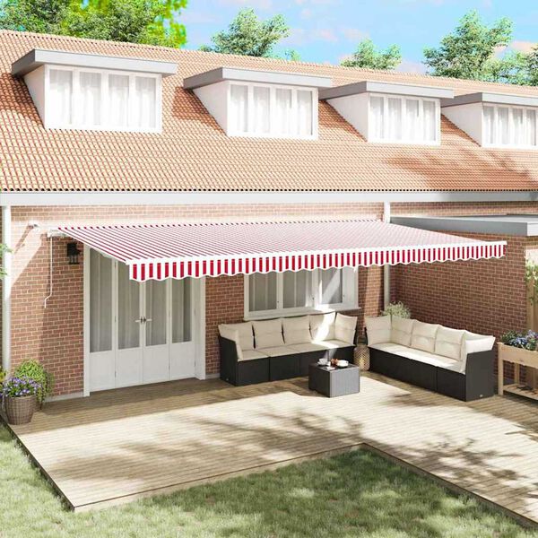 vidaXL Einziehbare Markise Rot und Wei&szlig; 600 x 300 cm