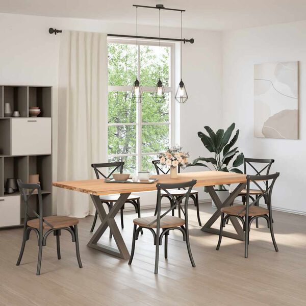 vidaXL Esstisch Beine 2 St&uuml;ck Naturstahl 90x(72-73,3) cm Stahl