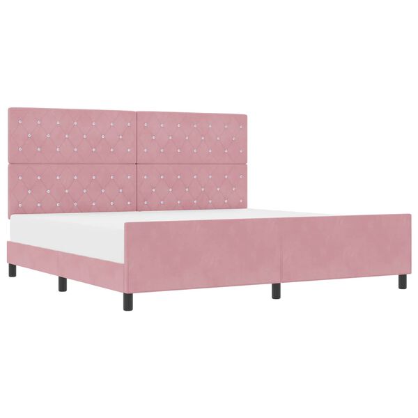 vidaXL Boxspringbett mit Kopfteil Rosa 200 x 200 cm Samt