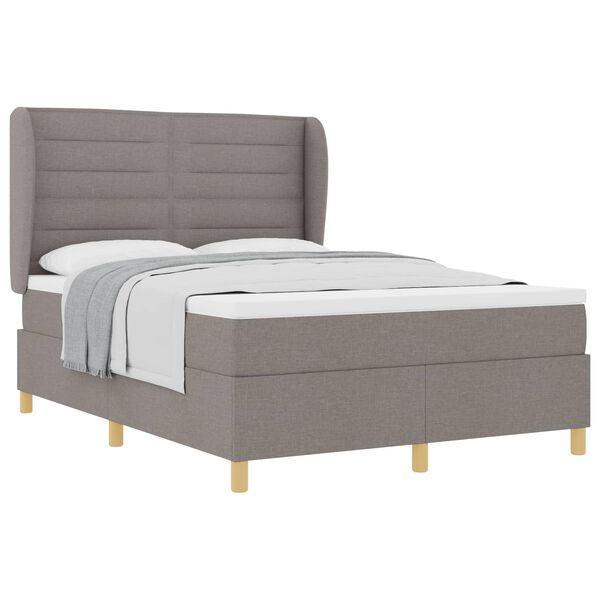vidaXL Boxspringbett mit Matratze Dunkelgrau 90x190 cm Taupe Stoff