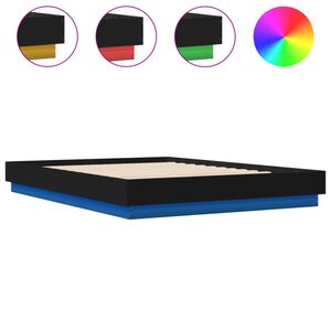 vidaXL Bettgestell mit LED ohne Matratze Schwarz 150x200 cm