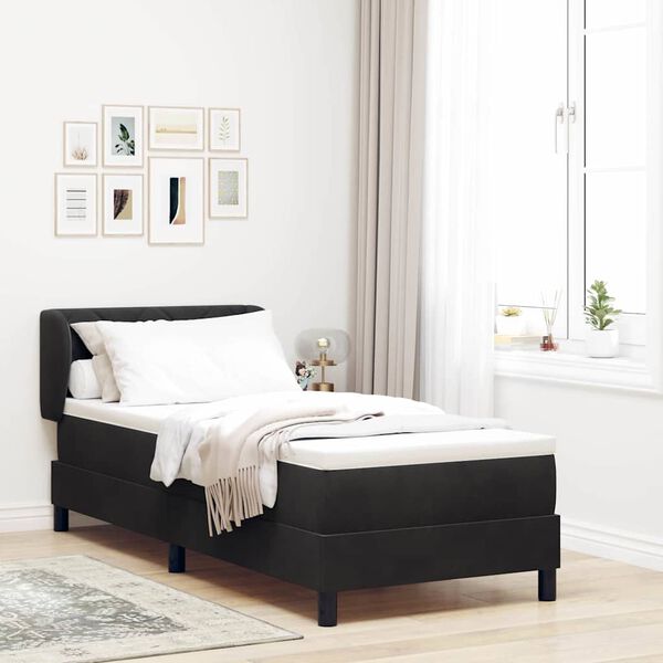 vidaXL Boxspringbett mit Matratze Schwarz 80 x 200 cm Samt