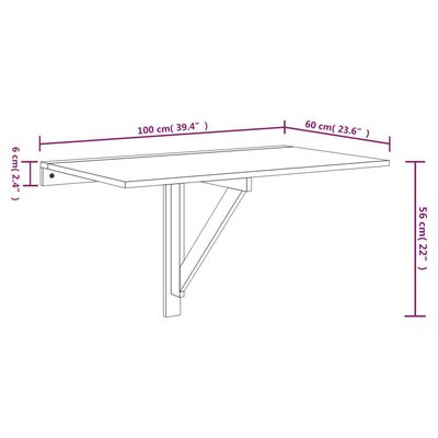 vidaXL Wand-Klapptisch Grau Sonoma 100x60x56 cm Holzwerkstoff
