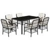 vidaXL 7-tlg. Garten-Essgruppe mit Kissen Schwarz Poly Rattan