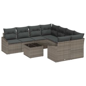 vidaXL Sofa Set 9 stk. Grau Poly-Rattan