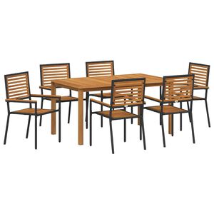vidaXL Garten Essgruppe 7 pcs Schwarz Massivholz Akazie