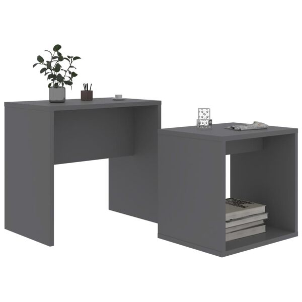 vidaXL Couchtisch-Set Grau 48 x 30 x 45 cm Holzwerkstoff
