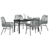 vidaXL Garten Essgruppe mit Kissen 5 pcs Grau Poly-Rattan