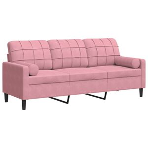 vidaXL 3-Sitzer-Sofa mit Zierkissen Rosa 180 cm Samt