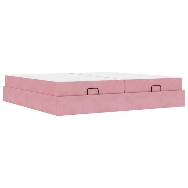 vidaXL Bettgestell mit Matratze mit Matratze 2 pcs Rosa Samt