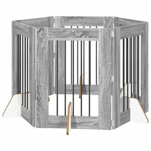 vidaXL Hundetor mit St&auml;ndern 6 pcs Graues Sonoma 60 x 80 cm