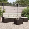 vidaXL Outdoor-Sofa mit Kissen 6 pcs Braun Poly-Rattan