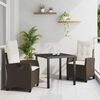vidaXL Garten Essgruppe mit Kissen 3 pcs Braun Poly-Rattan