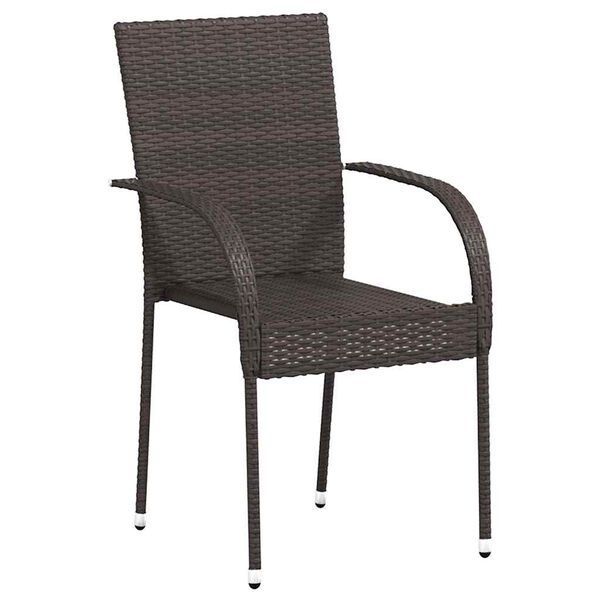 vidaXL Stapelbare Gartenst&uuml;hle 2 Stk. Poly Rattan Braun