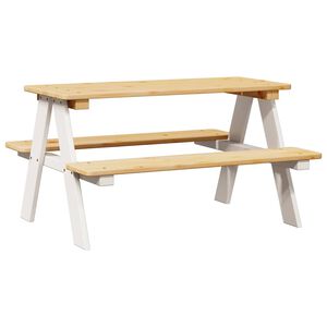 vidaXL Kindertisch mit B&auml;nken IRUN Wei&szlig; 90x79,5x50 cm Massivholz