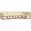 vidaXL Outdoor-Sofagarnitur mit Kissen 5 pcs Natur und Creme