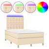vidaXL Boxspringbett mit Matratze & LED Creme 120x190 cm Stoff