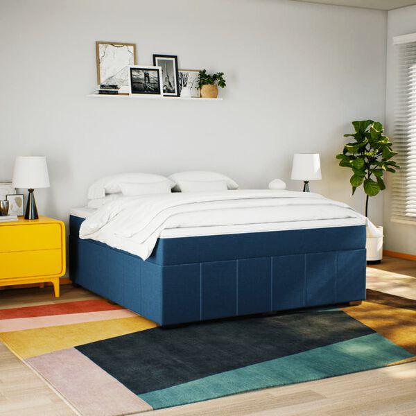 vidaXL Boxspringbett mit Matratze Blau 180x200 cm Stoff