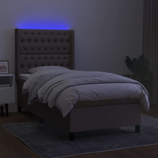 vidaXL Boxspringbett mit Matratze & LED Taupe 80x200 cm Stoff