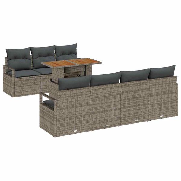 vidaXL Garten-Sofa-Set mit Kissen mit Kissen 8 pcs Grau und Braun