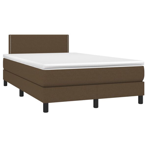 vidaXL Boxspringbett mit Matratze & LED Dunkelbraun 120x200 cm Stoff