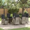 vidaXL Garten Essgruppe mit Kissen 7 pcs Hellgrau Poly-Rattan