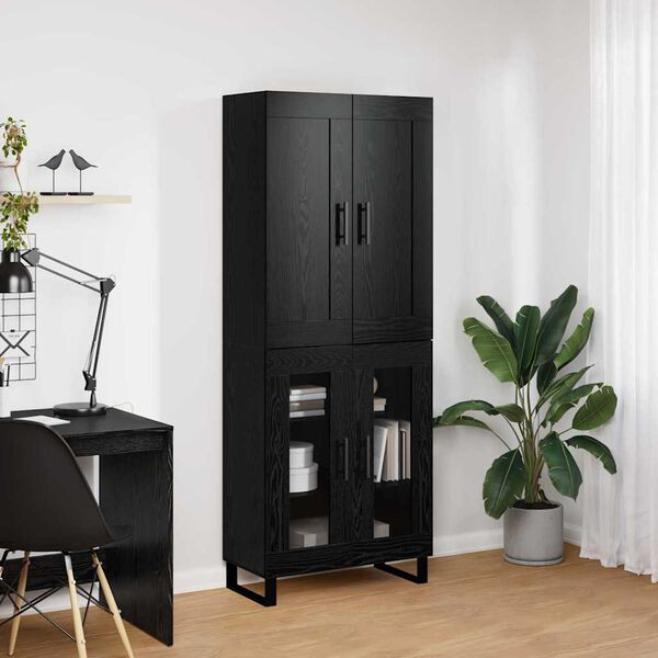 vidaXL Highboard Schwarz Eichen-Optik 69,5 x 34 x 180 cm Holzwerkstoff