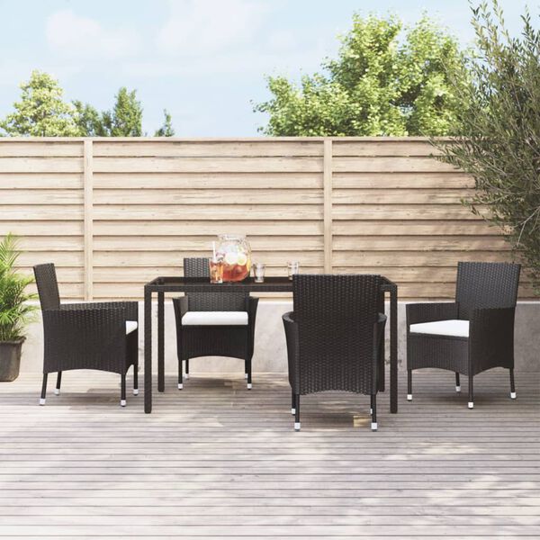 vidaXL Gartenstühle mit Kissen 4 Stk. Poly Rattan Schwarz
