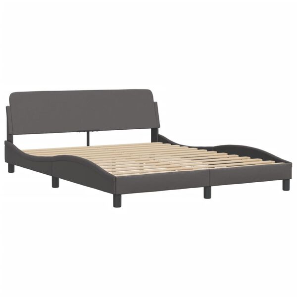 vidaXL Bett "Viana" mit Matratze Grau 160x200 cm Kunstleder