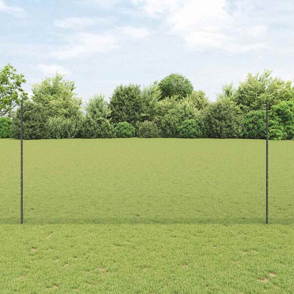 vidaXL Zaun mit Pfosten Grau 1,6 x 50 m Stahl und PVC