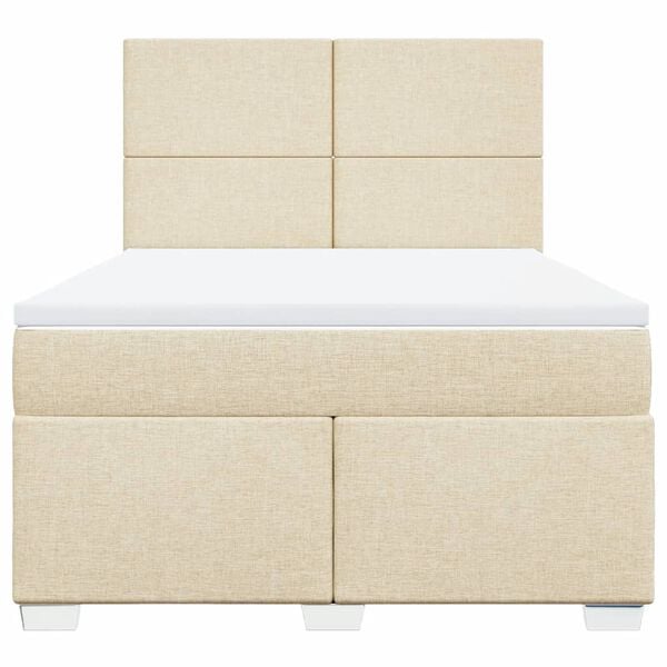 vidaXL Boxspringbett mit Matratze Creme 140x190 cm Stoff