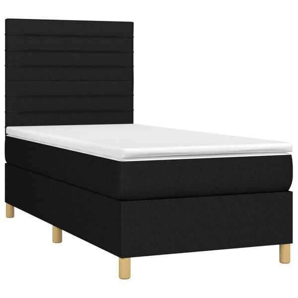 vidaXL Boxspringbett mit Matratze & LED Schwarz 80x200 cm Stoff
