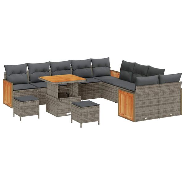 vidaXL Garten-Sofa-Set mit Kissen 13 pcs Grau