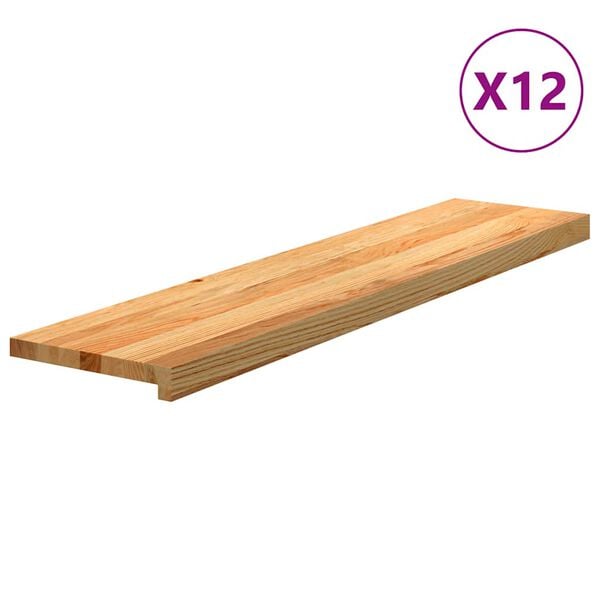 vidaXL Treppenstufen 12 Stk. Hellbraun 110x25x2 cm Massivholz Eiche