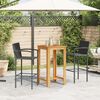 vidaXL 3-tlg. Gartenbar-Set Schwarz Massivholz Akazie und Poly Rattan
