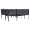 vidaXL Garten-Sofagarnitur mit Kissen Schwarz Stahl und Textilene